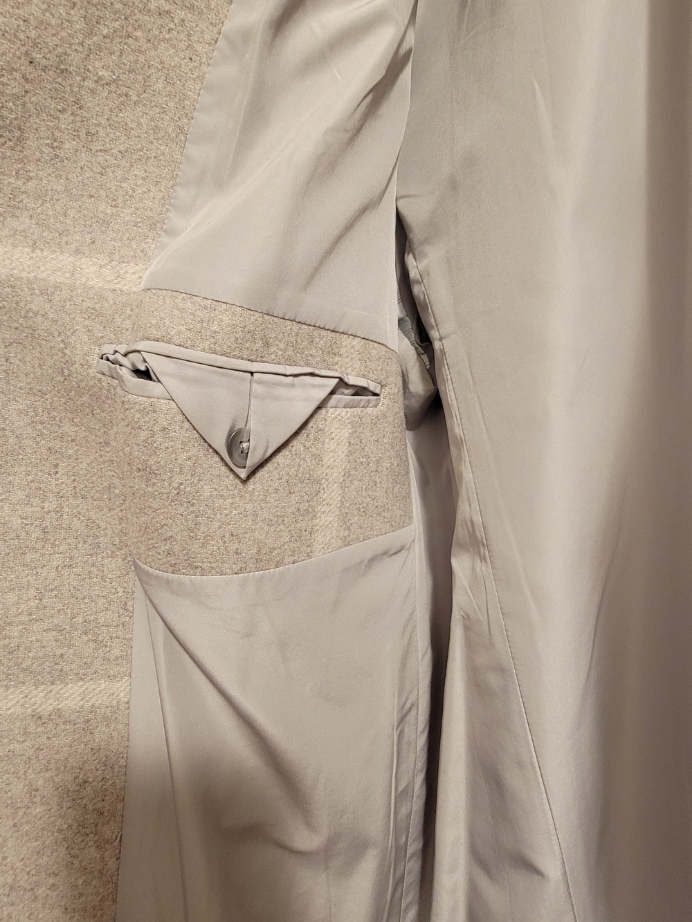 Express Taupe Plaid Wool-Blend Trench Coat - Picture 3 of 4